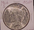 1926 S Peace Dollar in MS60 Condition