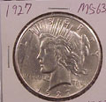 1927 Peace Dollar in MS63 Condition