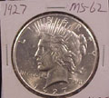 1927 Peace Dollar in MS62 Condition