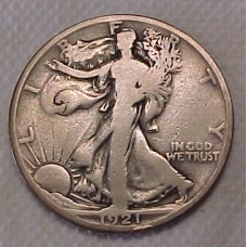 1921-S Walking Liberty Half Dollar Very Good-Fine (VG-F)