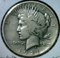 1921 Peace Dollar in Very Good Condition