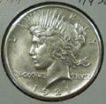1921 Peace Dollar in AU58 Condition