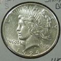 1924 S Peace Dollar in AU58 Condition