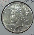 1934 D Peace Dollar in AU58 Condition
