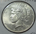 1935 Peace Dollar in AU58 Condition