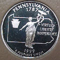 1999-S PA  Pennsylvania 90% Silver Gem Proof Statehood Singles