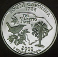 2000-S SC  South Carolina 90% Silver Gem Proof Statehood Singles