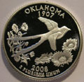 2008-S OK Oklahoma 90% Silver Gem Proof Statehood Quarters